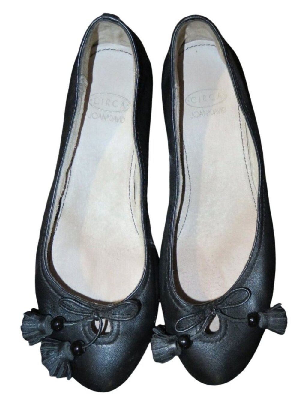 Joan & David Circa Comfort 365 Black Leather Tassel Embellished Ballet Flats 6